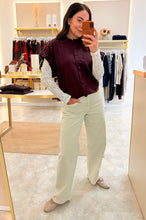 Load image into Gallery viewer, RUCHED SLEEVE BUTTON DETAIL KNIT - Merlot

