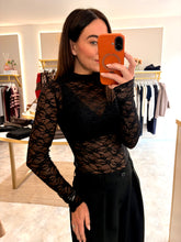 Load image into Gallery viewer, SHEER LACE MOCK NECK TOP - black
