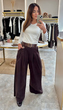 Load image into Gallery viewer, BROWN CORDUROY WIDE LEG TROUSERS
