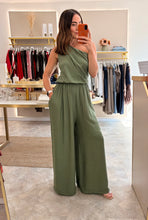 Load image into Gallery viewer, ONE SHOULDER RUCHED JUMPSUIT -khaki

