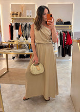 Load image into Gallery viewer, ONE SHOULDER RUCHED MAXI DRESS- biscuit
