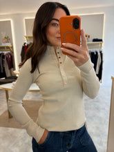Load image into Gallery viewer, SOFT RIB POPPER DETAIL KNIT - ecru
