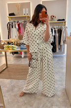 Load image into Gallery viewer, CREAM/BROWN POLKA DOT FLOATY WIDE LEG TROUSERS
