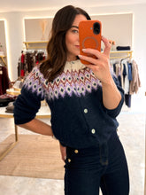 Load image into Gallery viewer, FAIR ISLE ROUND NECK CARDIGAN - navy
