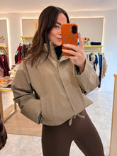 Load image into Gallery viewer, ECRU FUNNEL NECK BOMBER JACKET
