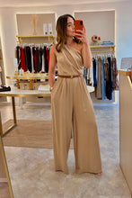 Load image into Gallery viewer, ONE SHOULDER RUCHED JUMPSUIT -camel
