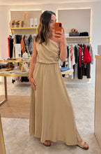 Load image into Gallery viewer, ONE SHOULDER RUCHED MAXI DRESS- biscuit
