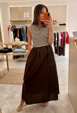 Load image into Gallery viewer, CHOCOLATE STRIPE KNIT BODICE MAXI DRESS
