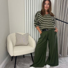 Load image into Gallery viewer, BELTED WIDE LEG TROUSERS- khaki
