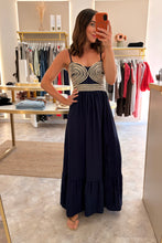 Load image into Gallery viewer, NAVY CONTRAST BODY MAXI DRESS
