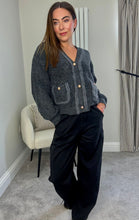 Load image into Gallery viewer, GREY PLAIT DETAIL CARDIGAN
