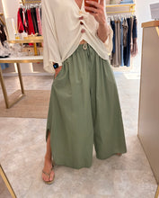 Load image into Gallery viewer, LIGHTWEIGHT FLOATY ELASTICATED SLIT BOTTOM TROUSERS - khaki
