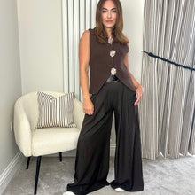 Load image into Gallery viewer, BELTED WIDE LEG TROUSERS - BROWN
