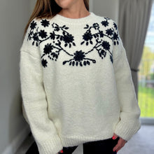 Load image into Gallery viewer, CREAM &amp; BLACK AUTUMN EMBROIDERED KNIT
