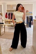 Load image into Gallery viewer, SUMMER BELTED WIDE LEG TROUSERS - black
