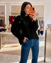 Load image into Gallery viewer, RIBBED KNIT JUMPER WITH BUTTON POCKETS - black
