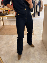 Load image into Gallery viewer, DOUBLE BUTTONS STRETCH DARK DENIM JEANS
