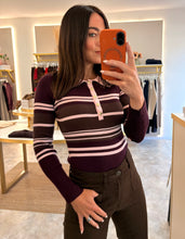 Load image into Gallery viewer, BURGUNDY STRIPE RIB KNIT BODY TOP
