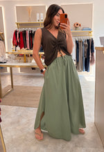 Load image into Gallery viewer, LIGHTWEIGHT FLOATY ELASTICATED SLIT BOTTOM TROUSERS - khaki
