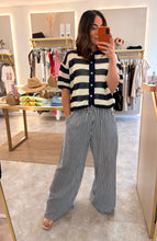 Load image into Gallery viewer, NAVY STRIPE POCKET TROUSERS
