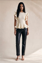 Load image into Gallery viewer, KNIT RUFFLE PEPLUM TOP -cream
