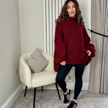 Load image into Gallery viewer, BURGUNDY OVERSIZED KNIT JUMPER
