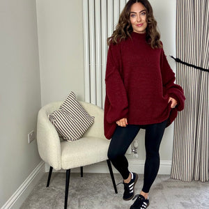 BURGUNDY OVERSIZED KNIT JUMPER