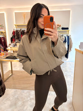 Load image into Gallery viewer, ECRU FUNNEL NECK BOMBER JACKET
