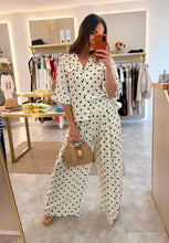 Load image into Gallery viewer, CREAM/BROWN POLKA DOT FLOATY WIDE LEG TROUSERS
