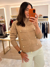 Load image into Gallery viewer, CAMEL BUTTON DETAIL ZIP UP CARDIGAN
