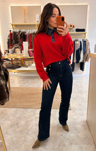 Load image into Gallery viewer, DENIM RUFFLE COLLAR KNIT - red
