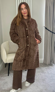 CHOCOLATE FAUX FUR COATIGAN