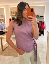 Load image into Gallery viewer, TIE DETAIL LINEN TOP- mauve
