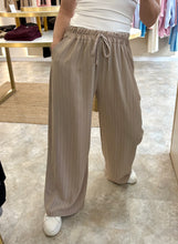 Load image into Gallery viewer, ELASTICATED PINSTRIPE WIDE LEG TROUSERS
