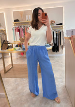 Load image into Gallery viewer, CORNFLOUR BLUE PINSTRIPE LINEN BLEND TROUSER
