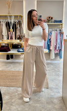Load image into Gallery viewer, ELASTICATED PINSTRIPE WIDE LEG TROUSERS
