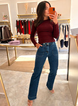 Load image into Gallery viewer, FLEECE LINED LONG SLEEVE BASIC TOP - wine
