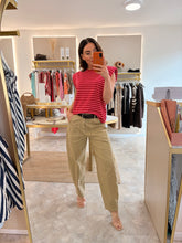 Load image into Gallery viewer, SHOULDER PAD STRIPED TEE - pink/red
