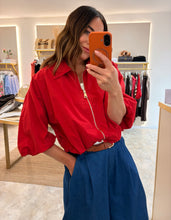 Load image into Gallery viewer, CROPPED PUFF SLEEVE JACKET - red
