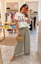 Load image into Gallery viewer, WIDE ELASTIC BAND FLOATY LINEN TROUSER- taupe
