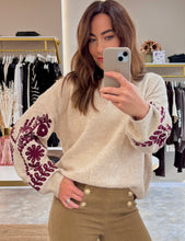 Load image into Gallery viewer, EMBROIDERED SLEEVE KNIT
