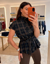 Load image into Gallery viewer, NAVY CHECK DRAWSTRING WAISTCOAT
