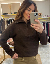 Load image into Gallery viewer, CHOCOLATE 1/4 ZIP KNIT
