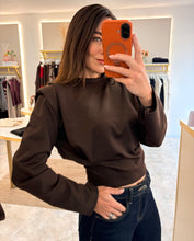 Load image into Gallery viewer, PADDED SHOULDER CINCHED TOP - brown
