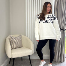 Load image into Gallery viewer, CREAM &amp; BLACK AUTUMN EMBROIDERED KNIT
