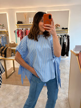 Load image into Gallery viewer, STRIPE BOW SLEEVE OVERSIZED SHIRT
