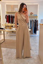 Load image into Gallery viewer, ONE SHOULDER RUCHED JUMPSUIT -camel
