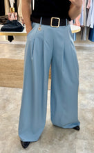 Load image into Gallery viewer, LIGHT BLUE WIDE LEG POCKET TROUSERS
