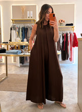 Load image into Gallery viewer, CHOCOLATE WIDE LEG PLEATED JUMPSUIT
