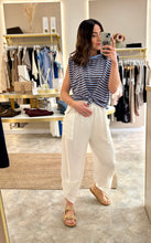 Load image into Gallery viewer, BLUE/BROWN STRIPE (optional) KNOT TOP
